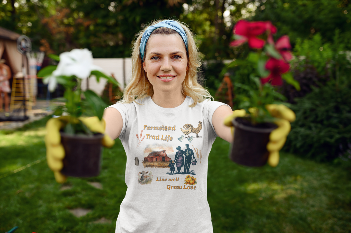 Farmstead and garden lover's, soft style, family oriented, men's and women's, ring spun cotton T-Shirt